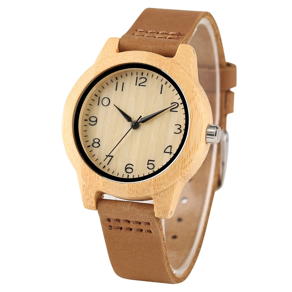 Vintage Wood Watch Casual Slim Leather Bracelet Genuine Women Dress Watch Arabic Numeral Dial Quartz Wristwatch Relogio Feminino 2018 Gifts (2)