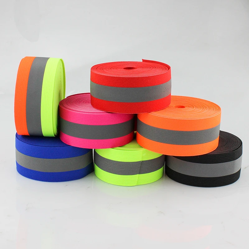 

(7 color for choose) 40mmx15mm x 1meter Reflective Elastic Tape Band Cord Belt Fabric