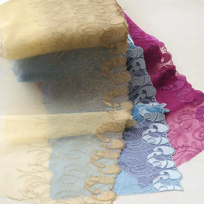 2meters/lot Rose red/Apricot/Lake Blue Soft Net Cloth Glitter Line Embroidered Lace Fabric Accessory X426 | Дом и сад