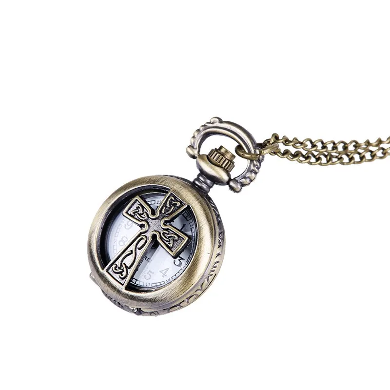 Религиозные антикварные крест изображения карманные часы с кварцевые часы в стиле ретро дизайн перспектива повседневные мужские и женские карманные часы