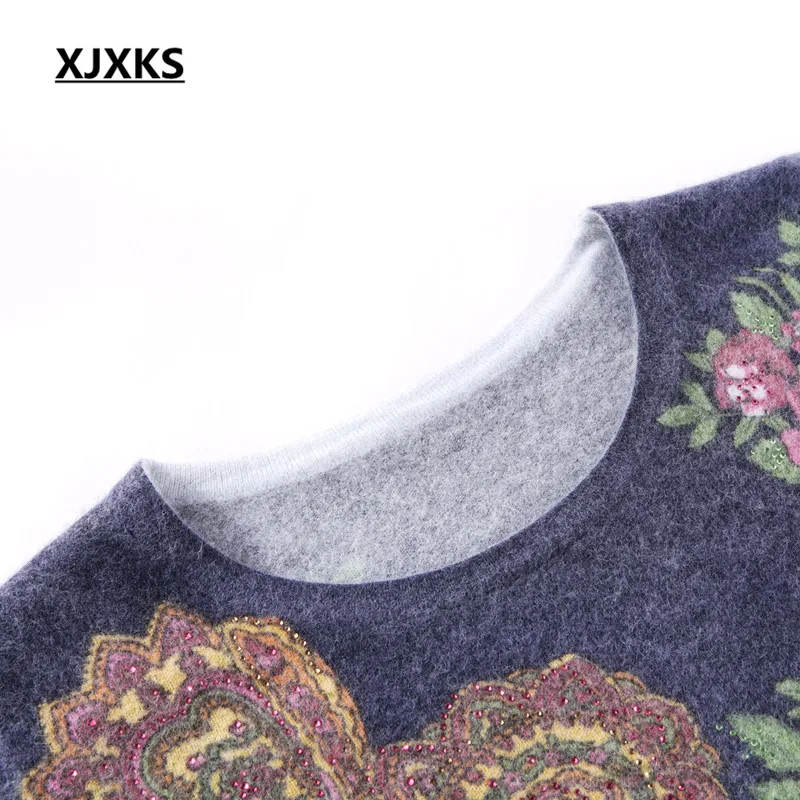 Impression Cachemire Femmes Grande Long Robe Diamant Hiver Rose Xjxks Taille En Lâche 2018 Mode Automne marine Pull Nouvelle Bleu À RE4p8qX
