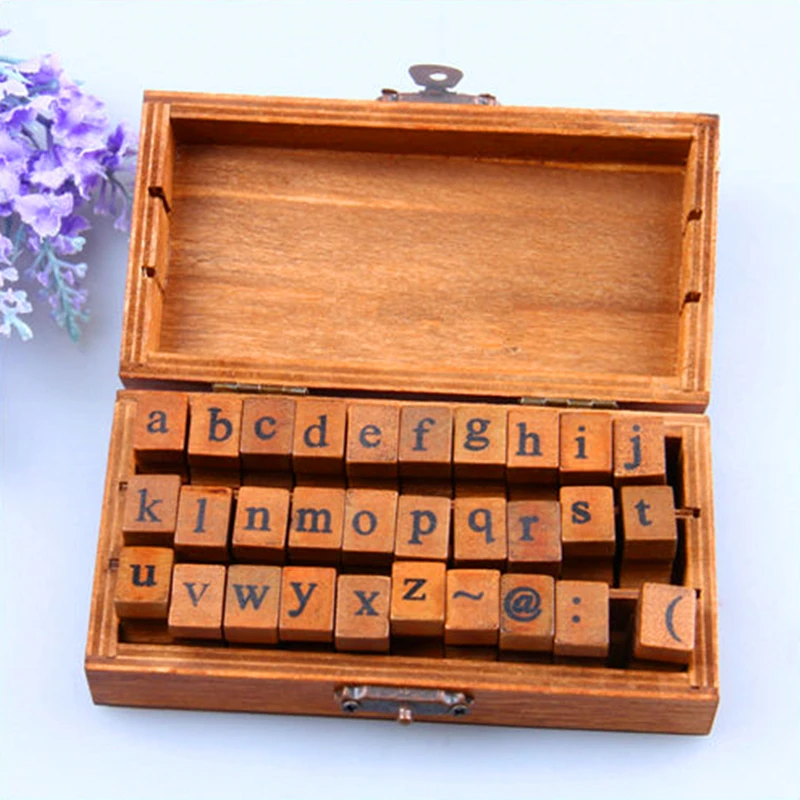 30Pcs/Lot English Uppercase And Lowercase Letters Wood Stamps,alphabet