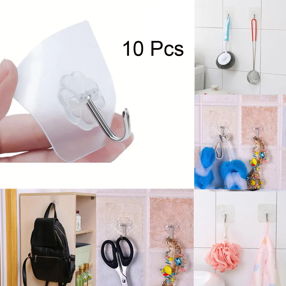 

10x Hook strong adhesive wall seamless load-bearing suction cup kitchen hook coat paste bathroom wall hook hook#