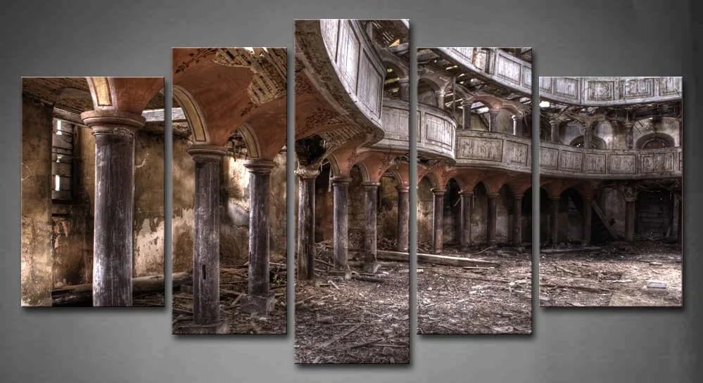 

5 Panels Unframed Wall Art Pictures Opera Architecture Church Canvas Print Modern Architecture Posters For Living Room