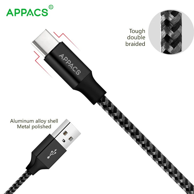 APPACS 1 м 2 м 2.4A type-C USB кабель Быстрая зарядка данных для MacBook/Xiaomi 4C/Letv/huawei/Nexus 5X/OnePlus 2 usb3.0/LG