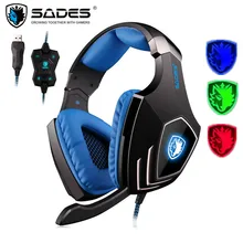 SADES A60 PC Gamer Headset USB 7 1 Surround Sound Pro Gaming Headset Vibration Game font