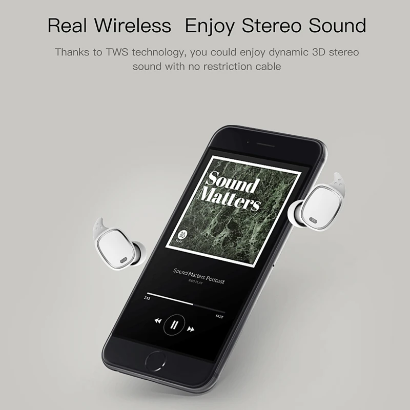 2018 QCY T1 PRO TWS Bluetooth наушники беспроводные с сенсорным управлением спортивные