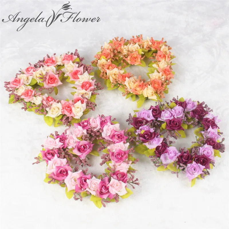 DIY Artificial flower garland rose love heart wreath silk