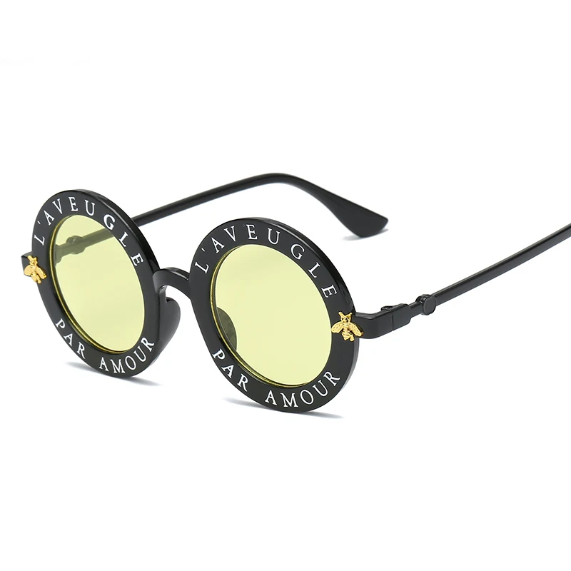 NYWOOH Новые солнцезащитные очки маленькие пчелы круглая оправа солнцезащитные очки для мужчин и женщин модные очки трендовые солнцезащитные очки UV400 - Цвет линз: Цвет: желтый