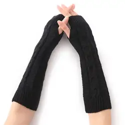 1 пара Женские теплые зимние модные плетеное перчатки без пальцев Вязаные митенки длинные перчатки TH36
