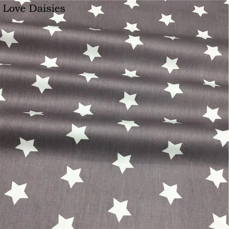 Хлопок саржа серый Нордический ветер простые белые звезды пятиконечная звезда ткани для комплект кровати «сделай сам» лист Подушка домашний декор ручной работы