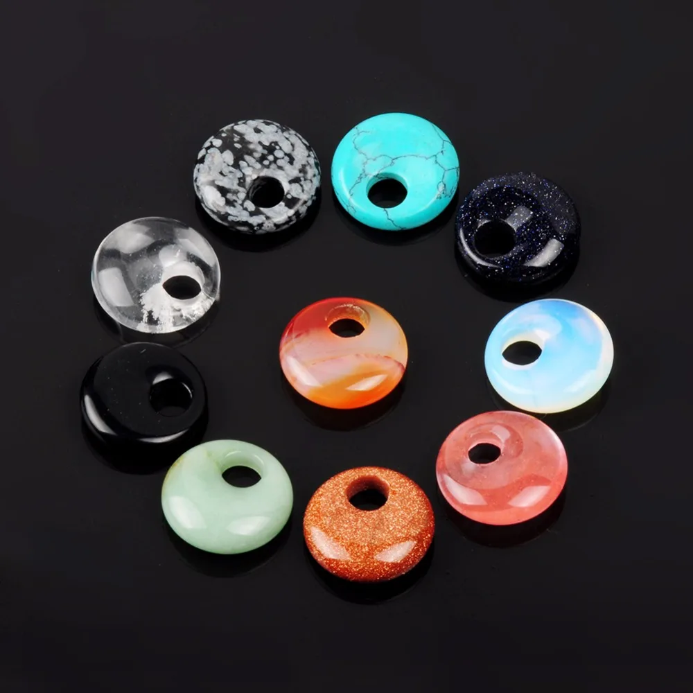 

Wholesale Lucky Safe Peace Buckle Natural Gem Stone Green Aventurine Circle Round Charms Pendants for Women Jewelry Making Free