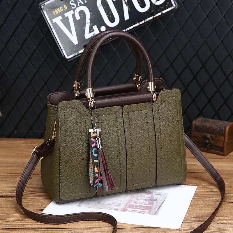 Women Leather Handbags Tassel Female Stitching Messenger Shoulder Bag Ladies Crossbody Bags Bolsa Top-Handle Purse Tote SS7236 (17)