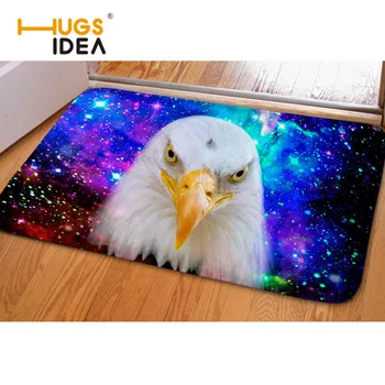 

HUGSIDEA Cool Flannel Carpet for Door Galaxy Star America Eagle Owl Entrance Floor Mat Non Slip Kitchen Living Room Carpet
