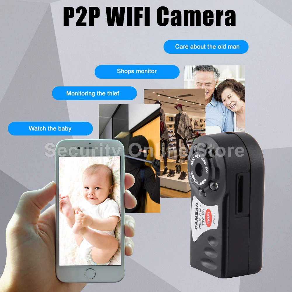 

Mini Q7 Camera 480P Wifi DV DVR Wireless IP Cam Brand New Mini Video Camcorder Recorder Infrared Night Vision Small Camera