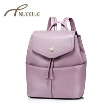 Nucelle mujeres mochila de cuero genuino moda femenina diaria breve de doble hombro de cuero real de las señoras del recorrido mochila nz4910