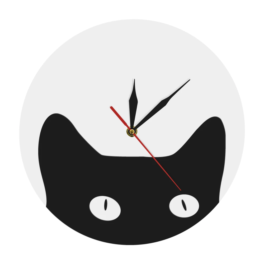 1Piece Black Cat Design Wall Clock Animals Watch Round Clock Peeping Cat Quartz Wall Clock Gift