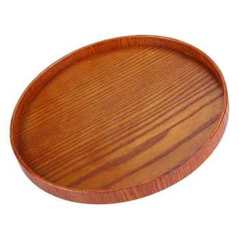 

Round Natural Tray Hotel Food Dishes Wood Plate Restaurant Fruit Plate Storage Tray Brown Wood