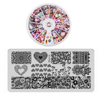 

2Pcs/Lot 1Wheel 3D Polymer Clay Fruit Slices+1Hollow Lace Nail Art Stamping Plates Nails Stamp Template Image Plate Diy Tools