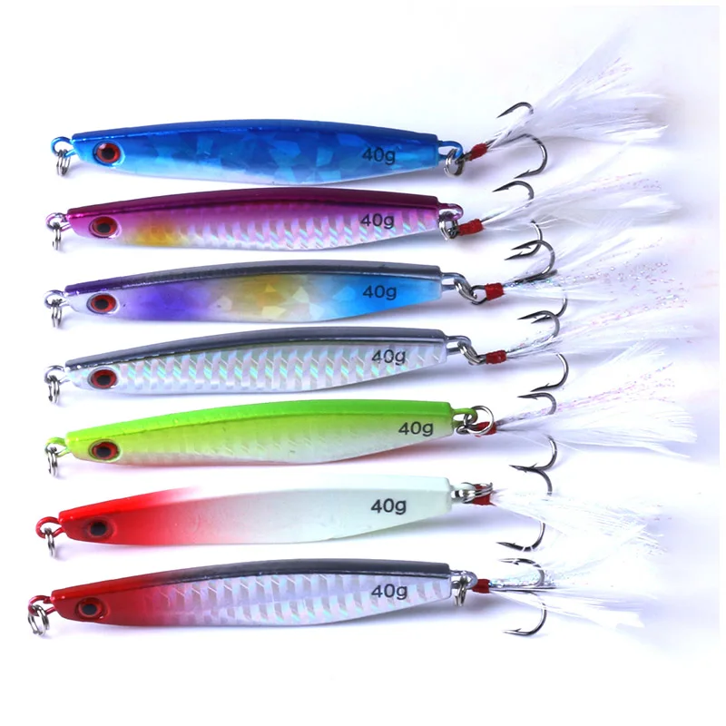 HENGJIA 7PCS 14g 21g 30g 40g Sea Fishing Hard Lure Slice Jig