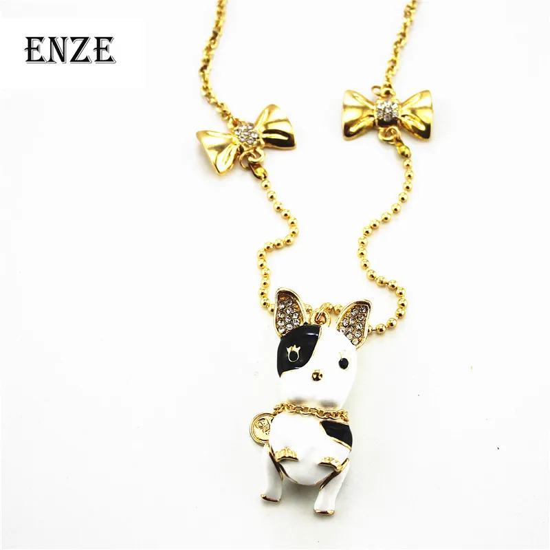 

Free shipping fashion new women jewelry Lovely Pendant Necklace Long Striped Chain Dog Synthetic Gem Accessories