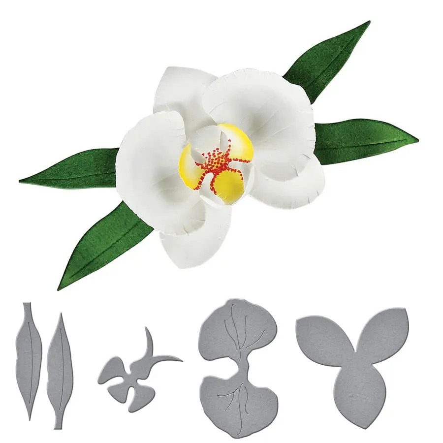 

orchid flower metal cuttting dies cut die scrapbooking paper craft knife mold blade punch stencil 6.6x8.8CM