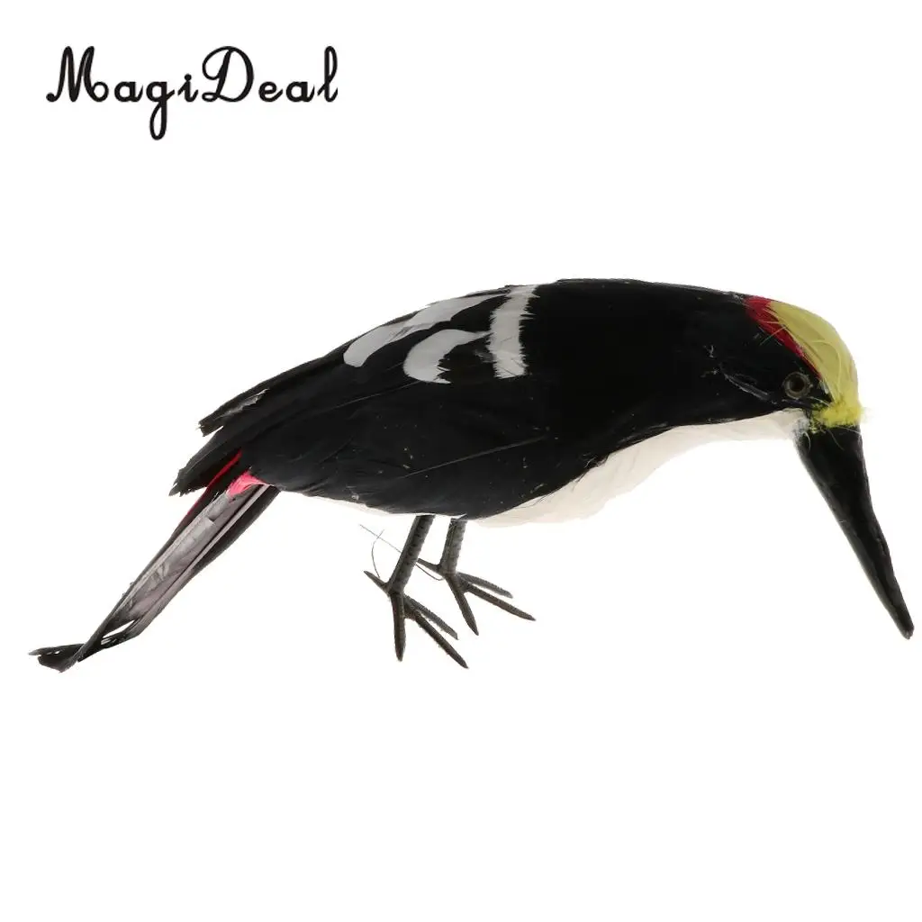 Realistic Artificial Animal Feather Garden Figure Woodpecker Bird Model Home Park Garden Tree Ornament Decor