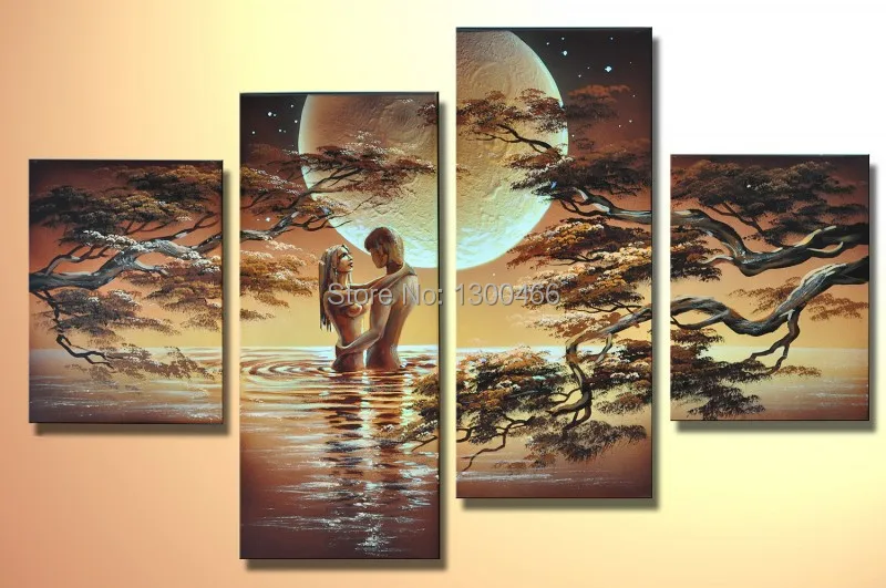 African Wall Decor hand painted 4 piece wall art african nude women canvas art African Wall Decor hand painted 4 piece wall art african nude women canvas art