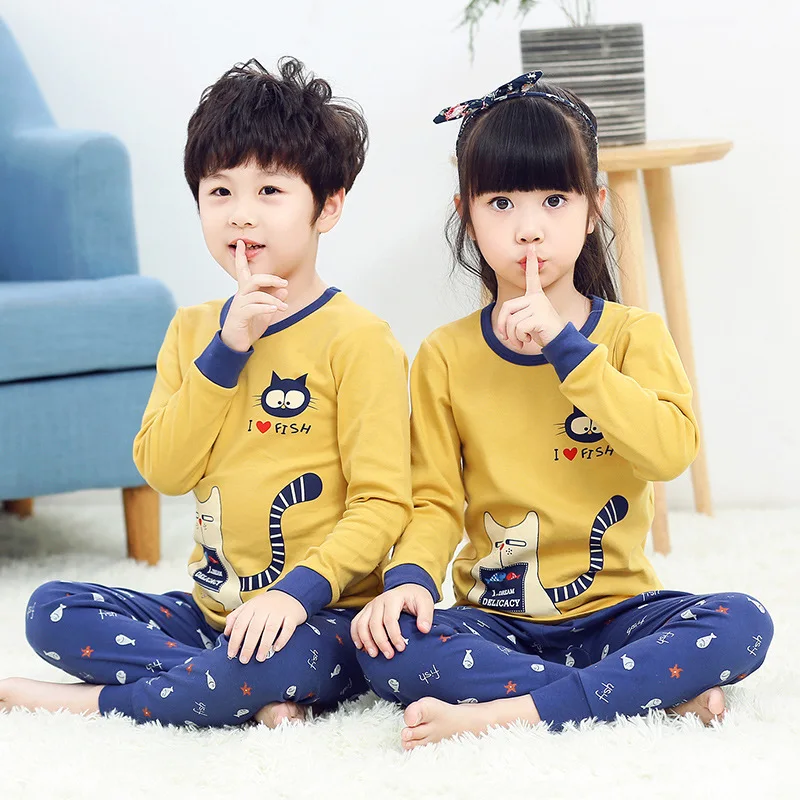 

Kids Pajamas Cartoon Boys Sleepwear Children Clothing Set Cotton Pyjamas Girls Nightwear Tops+Pant Toddler Baby Pijama Homewear