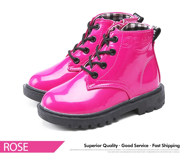 New 2017 Winter Children Shoes PU Leather Waterproof Martin Boots Kids Snow Boots Brand Girls Boys Rubber Boots Fashion Sneakers (8)