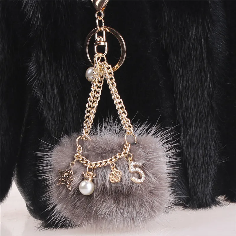 

fur pompom keychain bunny keychains on bag pompom Keychain fur pom pom charms for bags anime