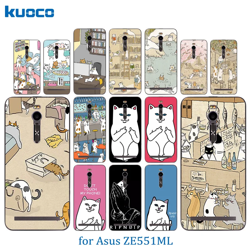 for Asus Zenfone 2 ZE551ML Case Cats Family Pattern Soft Silicon Back Cover 5.5" ASUS ZE550ML Phone Cases |
