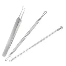 Нержавеющая угревая лицевая пятно от акне для удаления прыщей экстрактор набор инструментов 3 шт N20326 1102