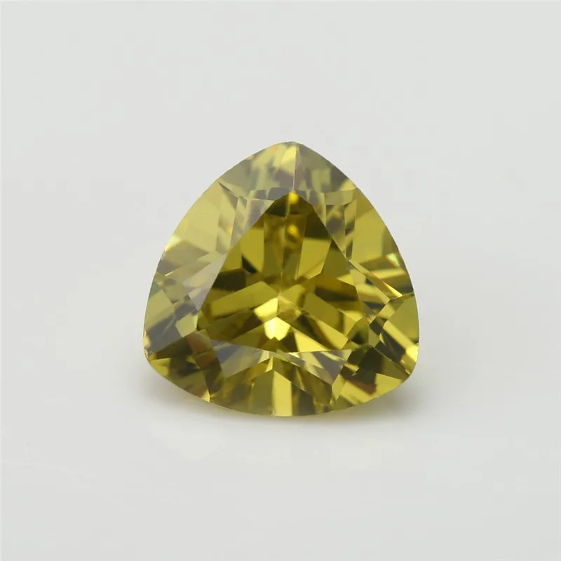 

2x2~12x12mm Trillion Shape 5A peridot color CZ Stone Synthetic Gems Cubic Zirconia For Jewelry
