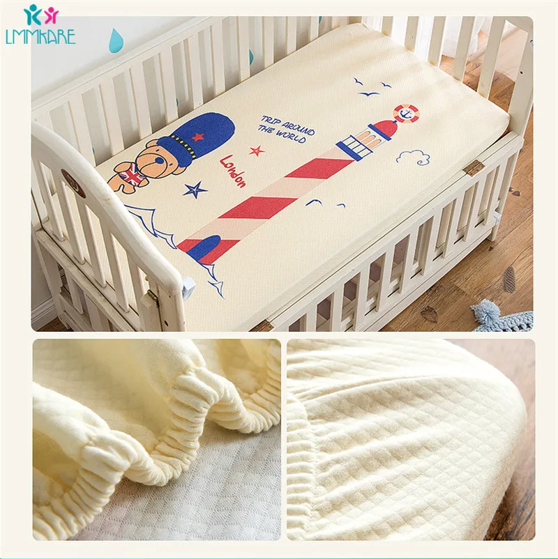 Fox Lion Knitting Cotton Crib Fitted Sheet Soft Breathable Baby Bed Mattress Cover Potector Newborn Bedding Cot Plus Size