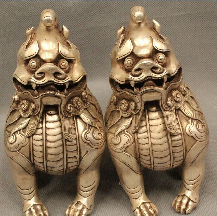 

t Details about 8" Chinese Fengshui Silver Zodiac Year Horse Money drawing Ru Yi Wealth Statue R0715 B0403