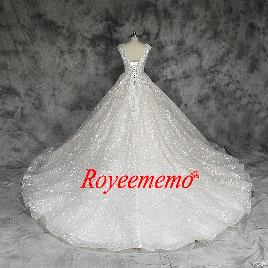 Vestido de Noiva cap рукавом вечернее платье винтажное платье; Robe De Mariage; эксклюзивный дизайн кружев блестящее свадебное платье класса люкс от производителя