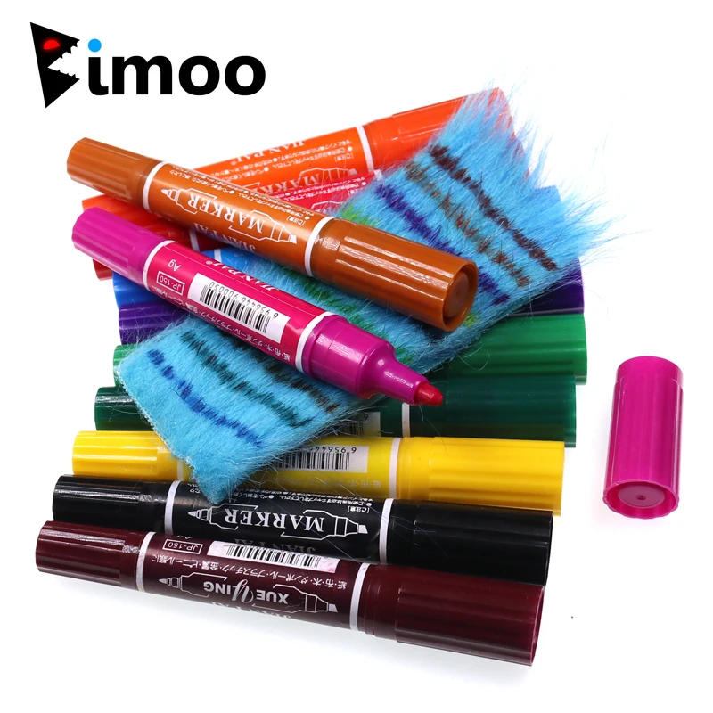 Bimoo 12 قطعة/المجموعة مزدوجة تلميح الصيد أداة الدائم ماركر ل ذبابة ربط غاسل الطعم الأسماك شريط إغراء التلوين سريع الجافة