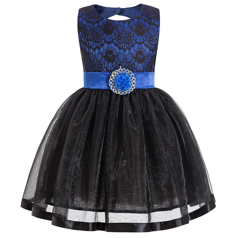 

Kids Dress for Girls Wedding Tulle blue Long Girl Dress Elegant Princess Party Pageant Formal Gown for Teen Children 4-8 Y