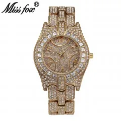 MISSFOX Топ люксовый бренд часы женские со стразами Semirings даже ударопрочные водонепроницаемые часы женские арабская цифра Orologio Donna - Цвет: V1502