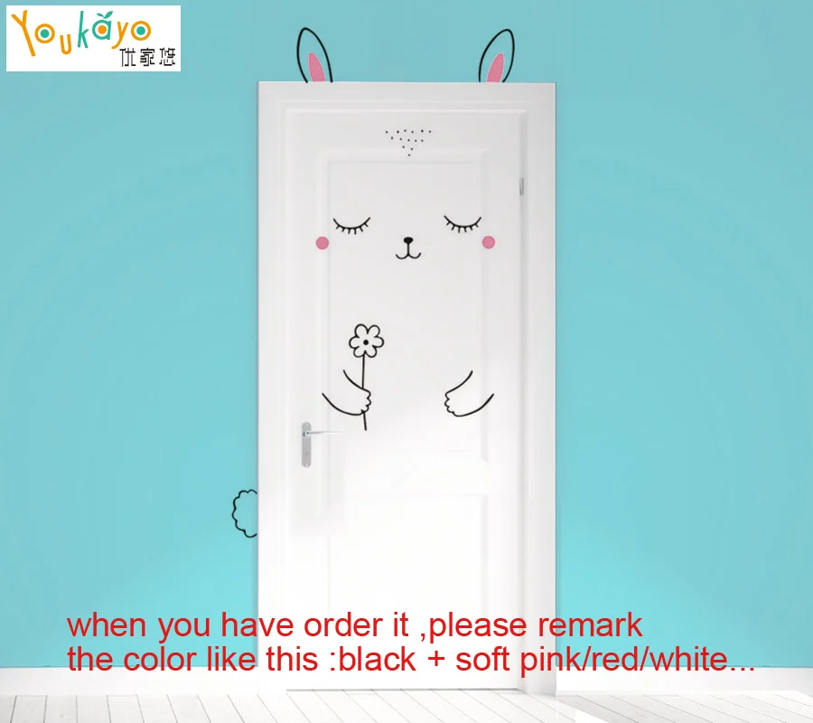 Diy Cartoon Cute Rabbit For Kids Room Door Decor Sticker In Wall