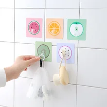 Best Price 10pcs/lot Fruit nail-free seamless strong glue door hooks Kitchen bathroom wall multi-purpose hooks