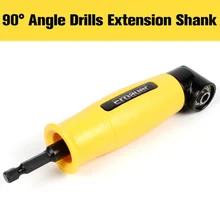 90 Degree Angle Extension Right Driver Drilling Shank Screwdriver Magnetic 1/4 Inch Hex Drill Bit Socket Holder Adaptor Sleeve