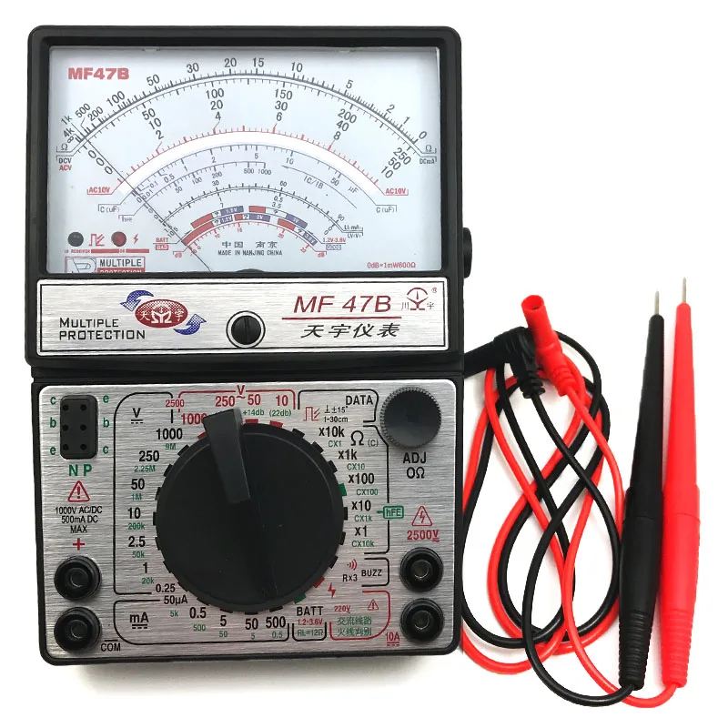 MF47B тестер напряжения тока сопротивление аналоговый дисплей мультиметр DC/AC