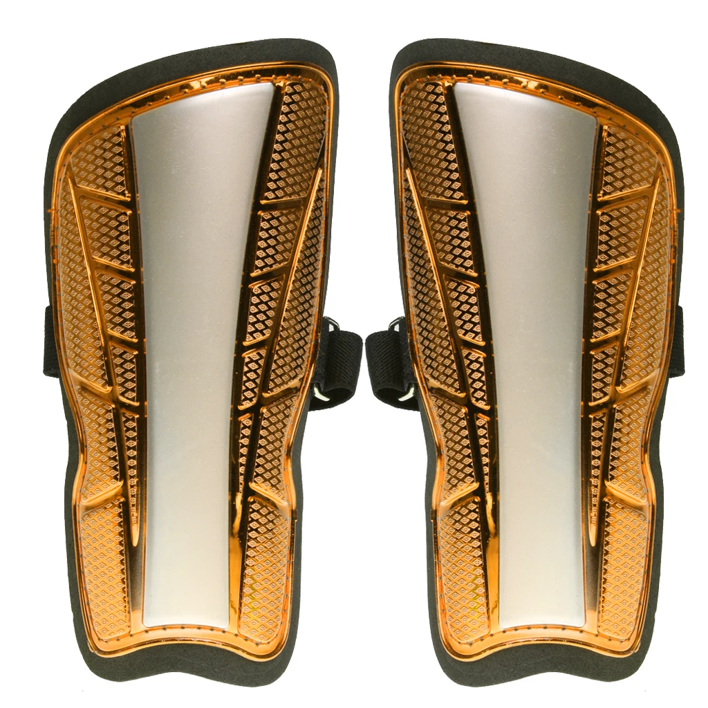 MagiDeal Adults Kids Football Soccer Shin Pads Guards Leg Calf Protective Gear Gold Football leg guard 