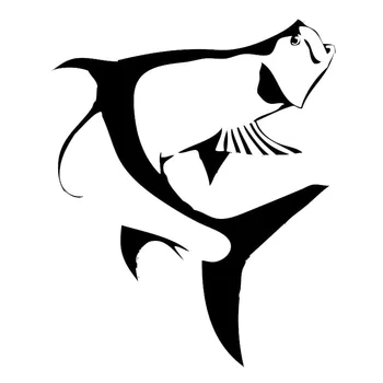 

12.3*15.2CM Jumping Tarpon King Fish Decal Creative Funny Window Decoration Car Sticker Black/Silver C6-1278