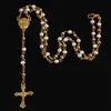 Chapelet en acier inoxydable, chaîne à pendentif croisée en perles, chapelet en acier inoxydable, collier croisé et pendentif Religion de 4mm ► Photo 2/6