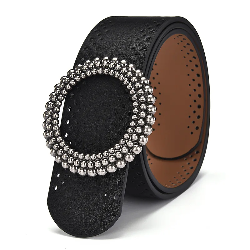 

New 2019 Top Quality Genuine Leather Belts For Women Waistband Silver Buckle Fashion Clothing Decoration Red Wide Belt Ceinture