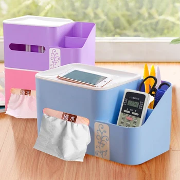 

Multifunctional Tissue Box Plastic Pumping Paper Napkin Paper Dispenser Storage Cover Holder Container Office Desktop Organizer