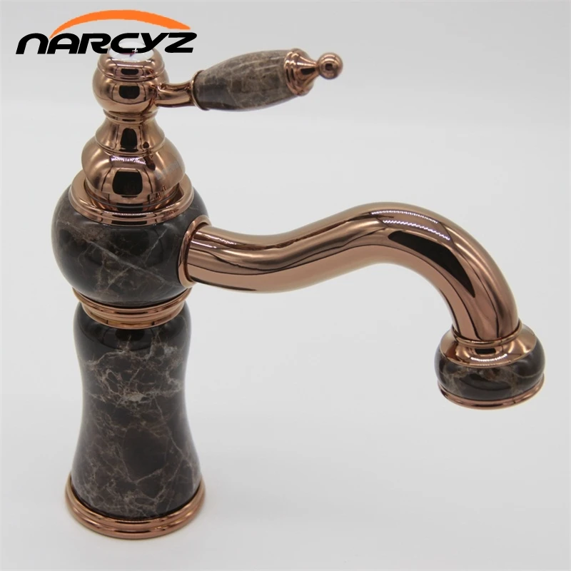 شحن مجاني 2015 جديد موضة روز الذهب والنحاس والرخام الجسم حمام حوض صنبور الحمام الغرور مياه الحنفية D8617